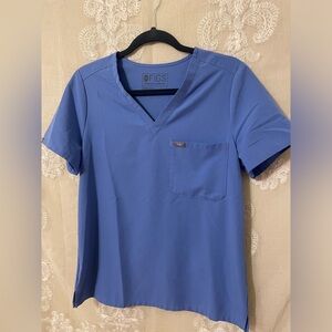 Figs Ceil Blue One Pocket Scrub Top